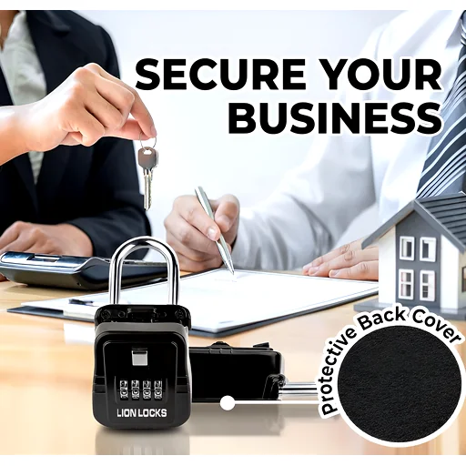 Digital lock and key on table symbolizing business security and protective design